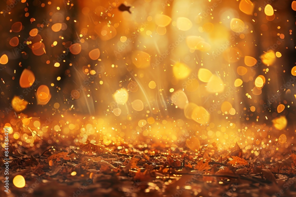 Poster abstract autumn background. defocused bright autumn park with blurred lines. created by artificial i