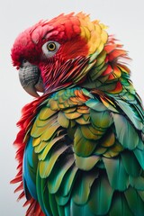 Obraz premium Isolated photo of a parrot Macaw close-up on a transparent background. Design by AI.