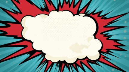 Vibrant close up of a comic book speech bubble bursting with energy and style.