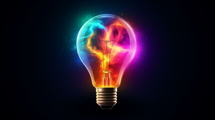 Vibrant glowing idea bulb lamp isolated on clean background. Perfect for brainstorming visuals.