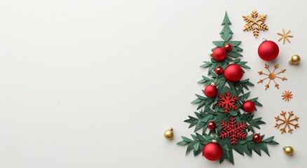 For a postcard or invitation, this composition includes branches, cones, and Christmas balls.