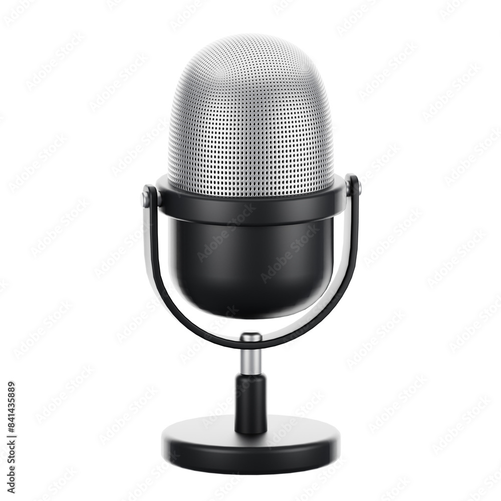 Poster 3d rendering microphone icon. gadget and technology concept