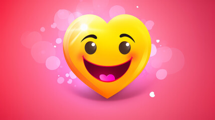 Vibrant cartoon emoticon joyfully wishes Happy Valentines Day in colorful speech bubble.