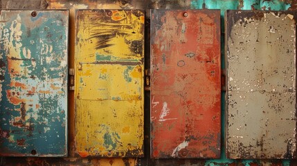 Vintage tin signs empty. Generative AI