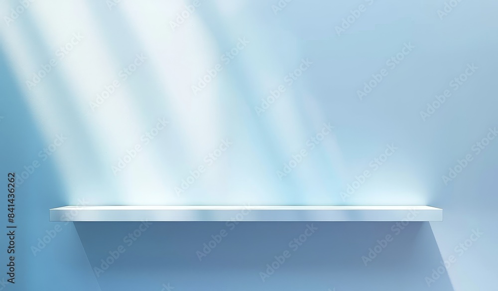 Poster the wall is lined with shadows and light from window frames. abstract light blue background for prod