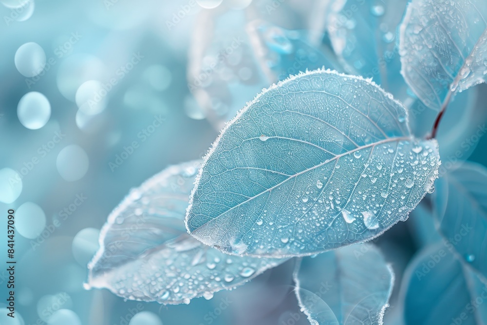 Poster background with frosted leaves. an ai-generated image.