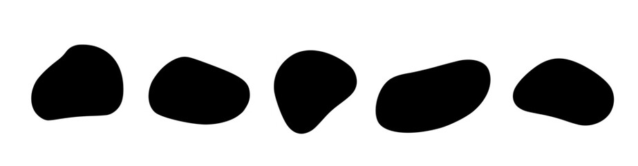 Organic black drops of irregular shape. Set of vector abstract shapes, simple shapes.