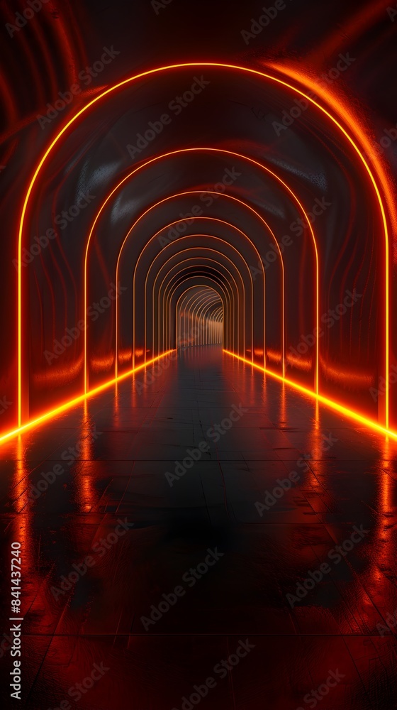 Aufkleber dynamic neon tunnel abstract background for product presentation