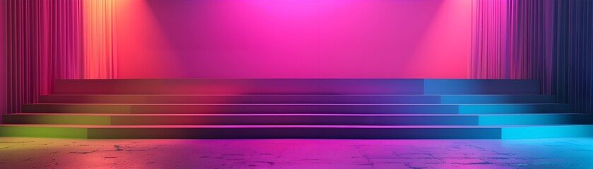 Fototapeta premium Vibrant Neon Green and Magenta Gradient Backdrop for Immersive Product Presentation