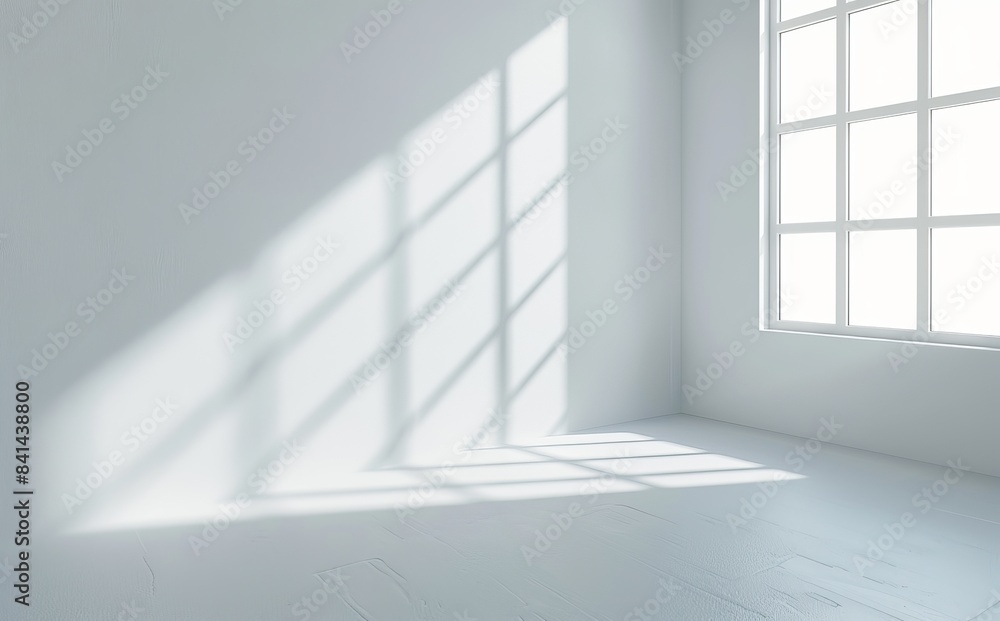 Poster an empty wall with light walls and a podium surrounds a simple presentation background. light from a