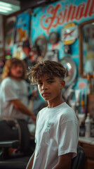 Obraz premium Boy Haircuts in barbershop