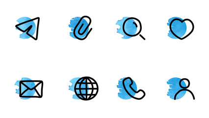 Website icon set in a hand-drawn style