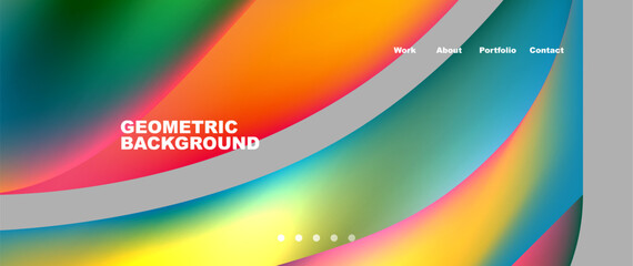 Web page design with geometric elements - circle and wave. Techno art concept. Vector Illustration For Wallpaper, Banner, Background, Card, Book Illustration, landing page