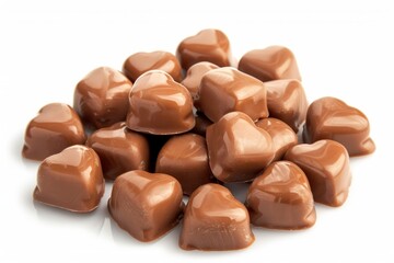 Heart shaped milk chocolate on white background, isolated for a romantic and sweet gesture
