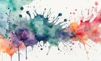 Fototapeta premium watercolors frame on white background with copy space, space for text and design. Textured Background digital paper, light pastel tones, white background, watercolour illustration style, illustration