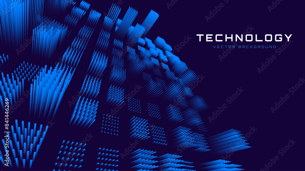 Poster Hi Tech Network Connection Blue Lines Grid. 3D Technology Style Banner Design. Technology Vector Illustration. Futuristic Design for Technology or Science Event.