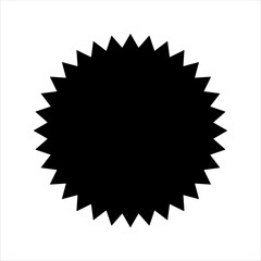 Black star sticker silhouette isolated on white background. Star sticker icon vector illustration design.