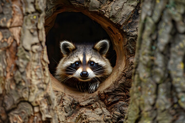 Obraz premium raccoon in the tree