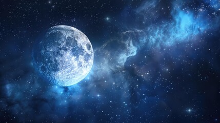 Obraz premium Moon and stars in a background of abstract design