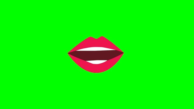 Animated or cartoon synchronizing lips and mouths for storytelling. female character lips speaking, looped animation frames in flat style. talking facial expressions of the mouth and lips