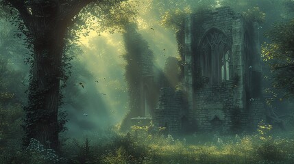Fototapeta premium magical forest in the soft light of twilight