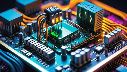 Fototapeta premium Computer mainboard connections concept