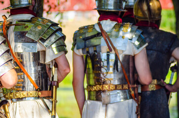 Roman legionaries at a historical reenactment festival, historical event