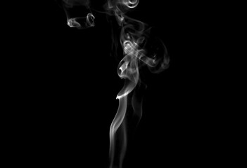 Collection of animated white smoke on black background. Smoke clouds. Isolated abstract lines.