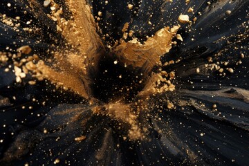 Voluminous Black gold explosion. Sand banner fire. Generate Ai