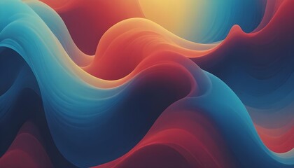 Obraz premium Smooth gradient background red blue yellow color abstract wave backdrop, banner poster header design