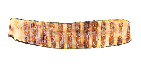 Slice of delicious grilled zucchini isolated on white, top view