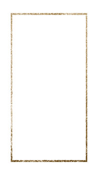 Glitter rectangle frame png, gold  aesthetic design, transparent background