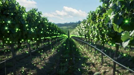 Fototapeta premium Imagine a future where all g harvesting is done by smart machines leaving workers free to focus on other important tasks in the vineyard.