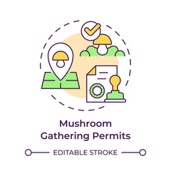 Mushroom gathering permits multi color concept icon. Mushroom management and regulation. Foraging restrictions. Round shape line illustration. Abstract idea. Graphic design. Easy to use in article