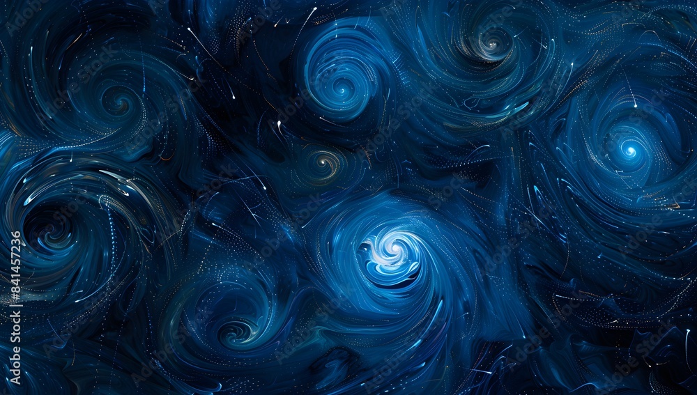 Aufkleber a starry night sky with swirling patterns of dots and lines in shades of blue, creating an abstract 