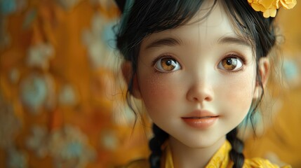 Fototapeta premium Girl Text Space, Child Background, Cute Girl, Happy Child, +Portrait