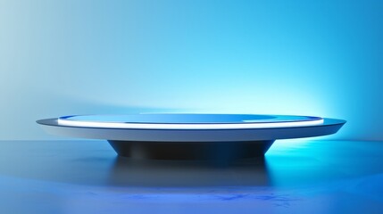  modern podium with an integrated digital screen, ideal for interactive presentations of smart devices or high-tech products. 