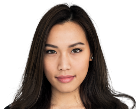 Asian young woman png transparent, beautiful face portrait