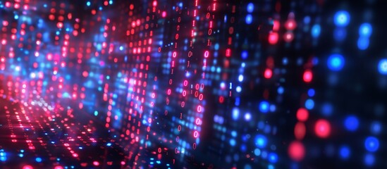 Abstract Digital Technology Concept with Binary Code Overlay - Futuristic Data Stream Visualization for Stock Photography