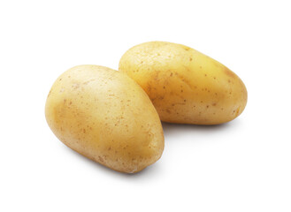 Tasty young boiled potatoes isolated on white
