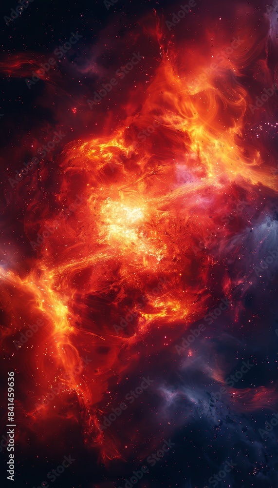Poster dynamic digital art glowing particles and swirling lines convey depth and motion