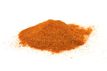Pile of Paprika powder isolated on white background. Sweet Red Chili Powder. Paprika Powder for...