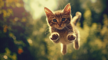 Internationaler Tag der Katze Katze im Superheldenkostüm als Superheld Superman verkleidet Welttag der Katze am 08. August Generative AI