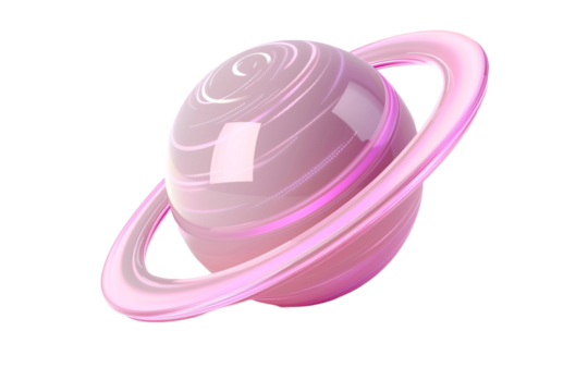 Pink planet ring isolated on transparent background