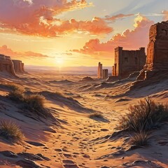 Fototapeta premium sunset over the desert