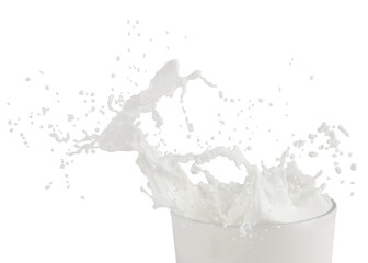 Fresh milk splashing from a glass design element