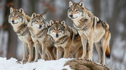 A group Canadian Timber Wolves . Generative Ai