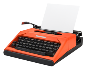 Red retro typewriter machine design element