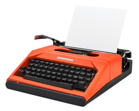 Red retro typewriter machine design element