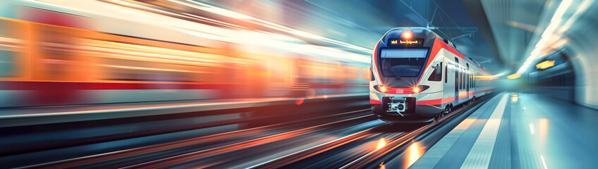 Blurred background of the express modern train in motion.